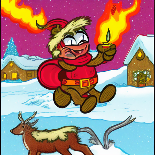 00952-925238552-The face is hideous,Angry Reindeer Comic Style run on the snow, Storyboarding,Merry Christmas titles,The reindeer caught fire, A.png